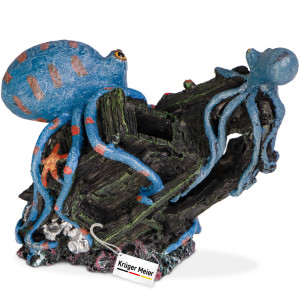 Kruger Meier Octopus Treasure – Dekoracja do akwarium 14x5.5x11.5 cm