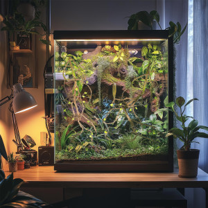 Terrario – Sztuczna Gałąź Dekoracyjna z Pędami do Terrarium – 100 cm