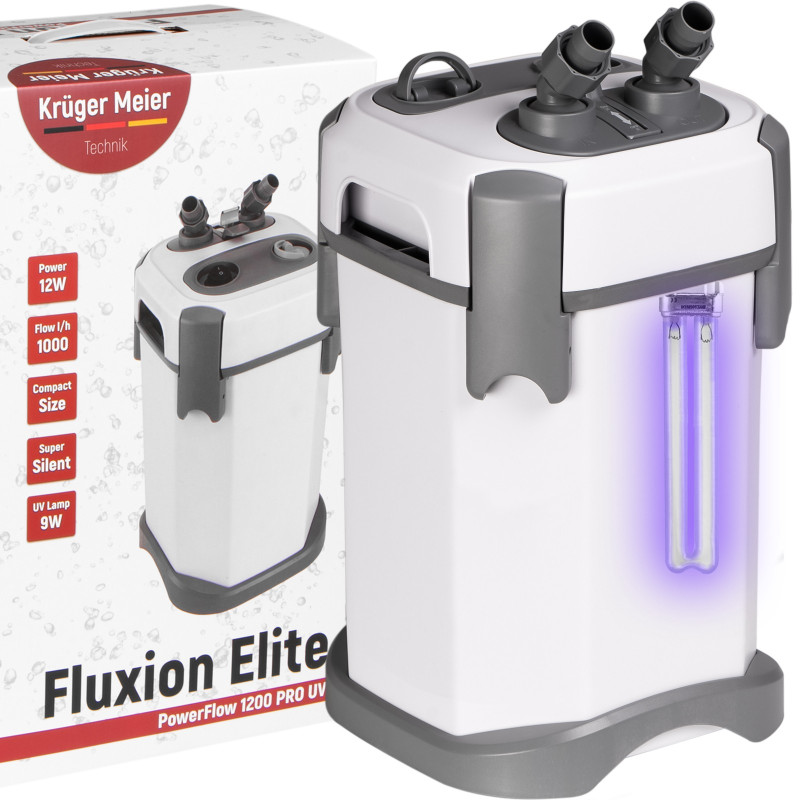 Kruger Meier Fluxion Elite 1200 UVC PRO - filtr zewnętrzny z lampą UV do akwarium 100 - 250 litrów