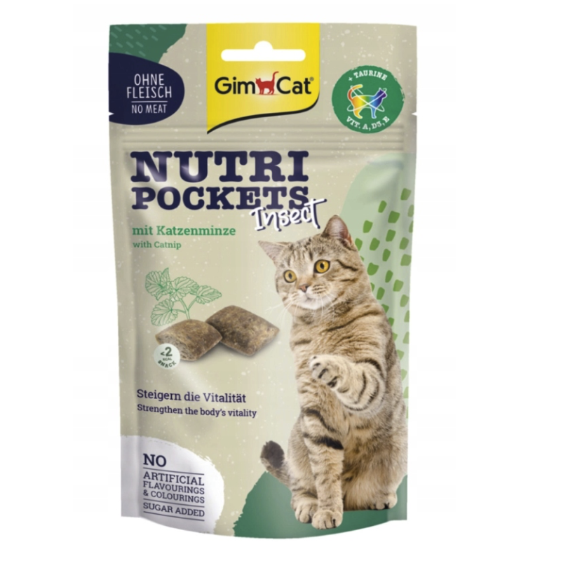 GimCat Nutri Pockets Catnip & Insect 60g - Przysmak dla kotów
