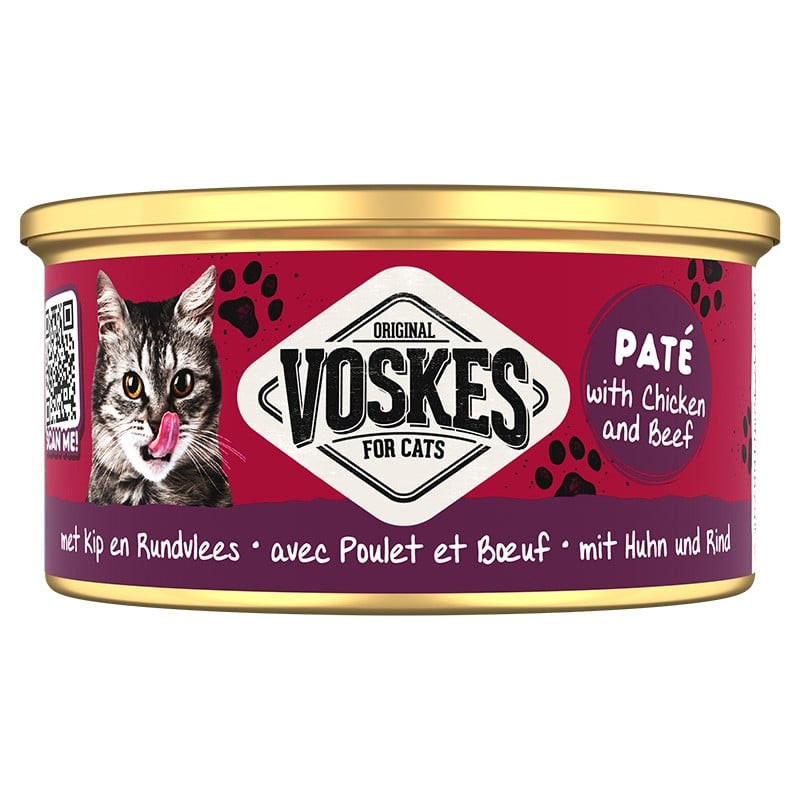 Voskes Paté Wetfood With Chicken & Beef - pasztet z kurczakiem i wołowiną karma dla kota 85g